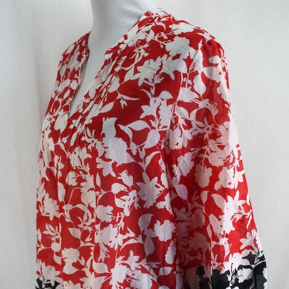 Tommy Bahama Sunset Vista 3/4 Sleeve Top Womens Size L Red Black Silk Blend NEW - Picture 4 of 7